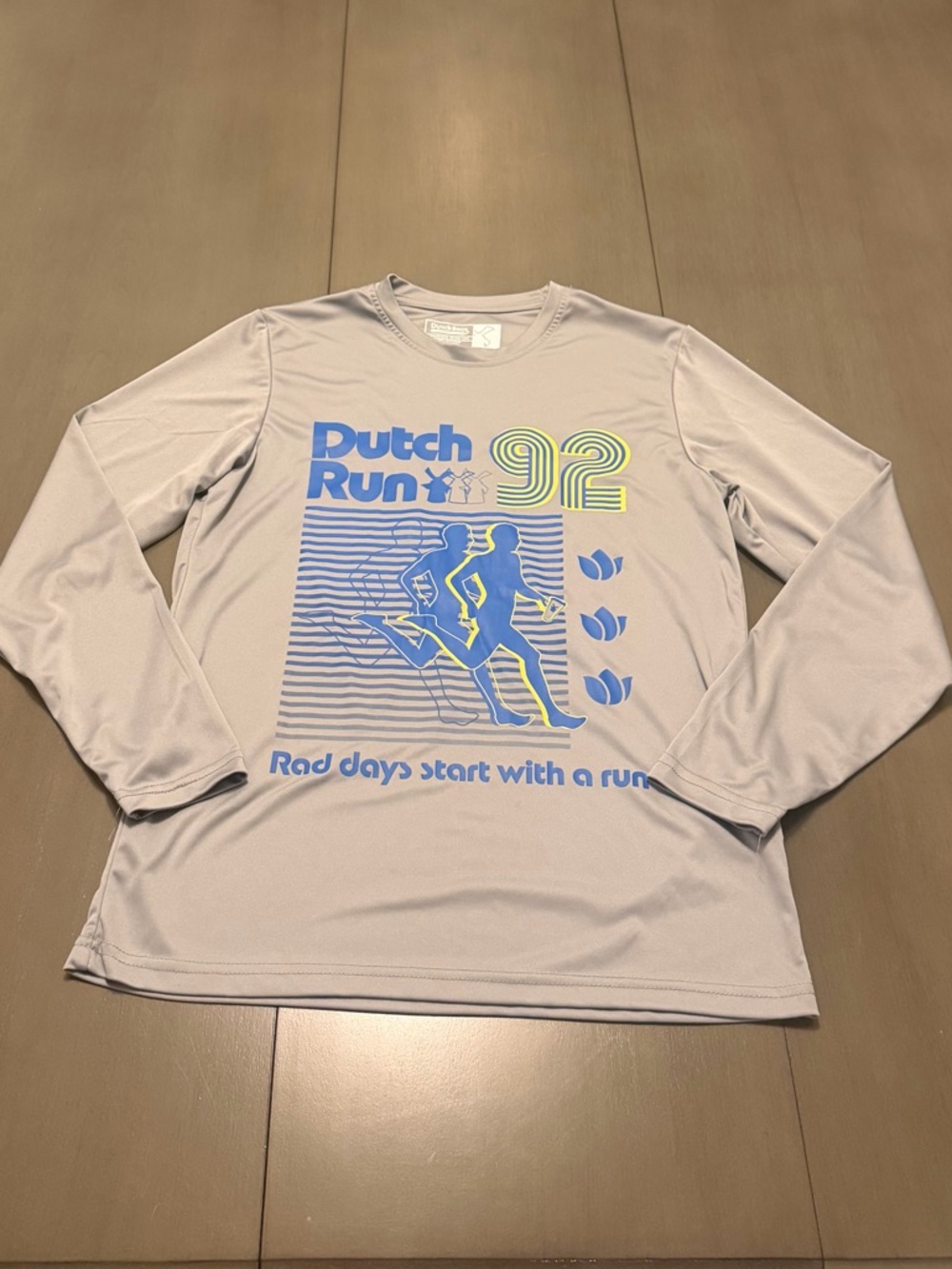 Dutch Bros Gray Performance Long Sleeve Tee with Blue Accents